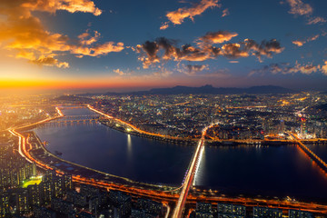 Fototapeta na wymiar Top View of Seoul City Skyline,South Korea