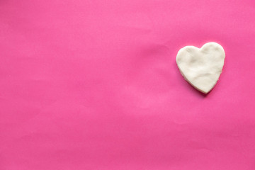 shape of heart, White heart on pink background, Love icon, valentine's day, relationships concept with copy space