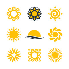 Sun and solar energy vector logo design graphics and icons