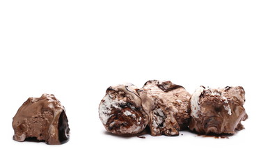 Chocolate ice cream ball isolated on white background