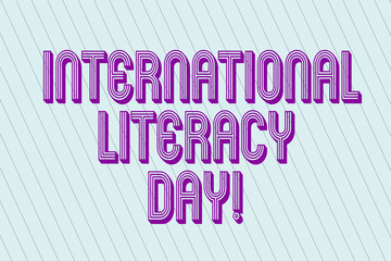 Handwriting text International Literacy Day. Concept meaning Celebrated annual event on 8 of September Blank Pastel Rectangle with Diagonal Seamless Straight Dotted Lines photo