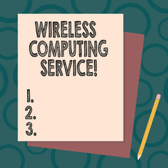 Handwriting text writing Wireless Computing Service. Concept meaning company that offers transmission services Stack of Blank Different Pastel Color Construction Bond Paper and Pencil