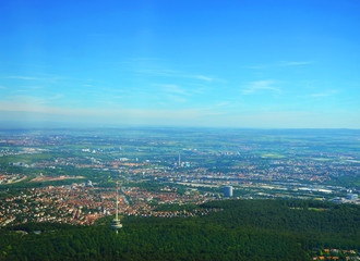 Stuttgart TV Tower in South Germany, aerial view