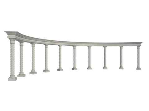 Colonnade in the classic style. Isolated on White