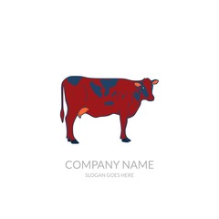 Animal Nature Farm Agriculture Business Company Stock Vector Logo Design Cow Red Template
