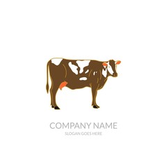 Animal Nature Farm Agriculture Business Company Stock Vector Logo Design Cow Brown Template
