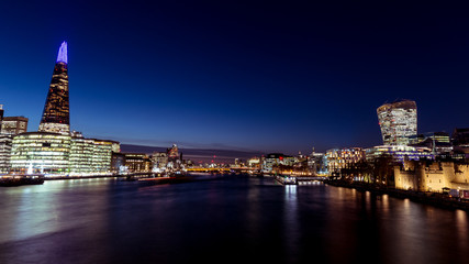 Fototapeta premium Panoramic view modern London city skyline River Thames night