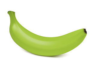 Fresh ripe green banana isolated on white background. Vector 3d illustration - 241403312