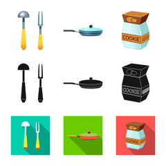 Vector design of kitchen and cook sign. Collection of kitchen and appliance stock vector illustration.