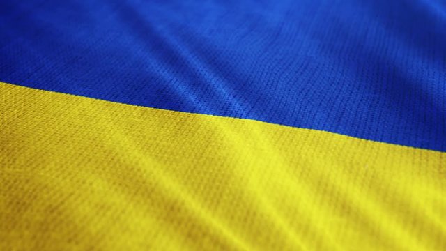 Ukraine flag is waving 3D illustration. Symbol of Ukrainian national on fabric cloth 3D rendering in full perspective.