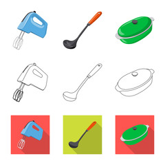 Isolated object of kitchen and cook logo. Set of kitchen and appliance stock symbol for web.