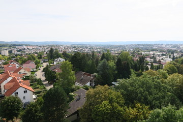 Fototapeta na wymiar Blick vom Wasserturm in Backnang (Rems-Murr-Kreis) auf die Stadt 