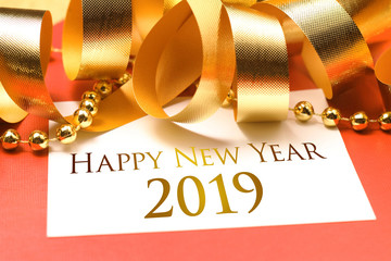 Happy new year 2019 with colorful decoration.
