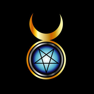 Inverted pentagram with triple goddess 
