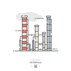 Oil refinery - Line color icon