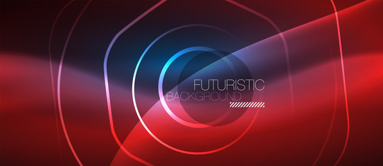 Neon glowing lines, magic energy space blue light concept, abstract background wallpaper design