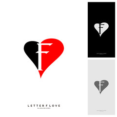 Fototapeta premium Letter F heart logo icon design template elements. Initial F with Love logo concepts - Vector