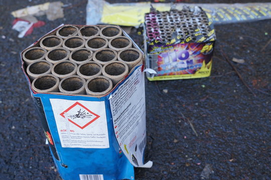 New Year’s Eve trash: Burned out firework batteries
