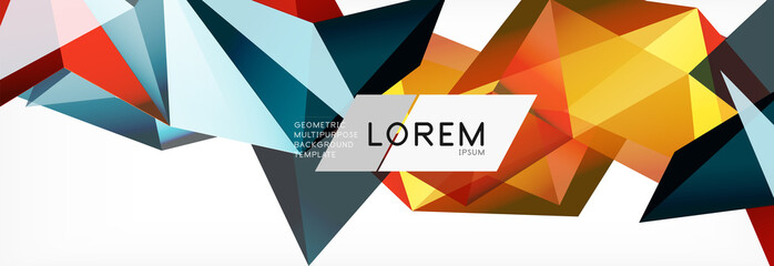 Triangle 3d polygonal art style. Future geometric design. Vector geometry futuristic illustration