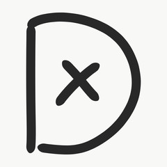 Obraz premium Vector of a handmade D, doodle.