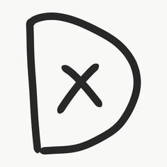 Fototapeta premium Vector of a handmade D, doodle.