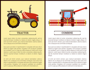 Combine Agricultural Machine Vector Illustration