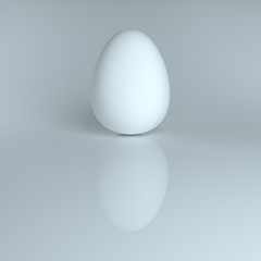 Egg on gray background with shadows. Render.