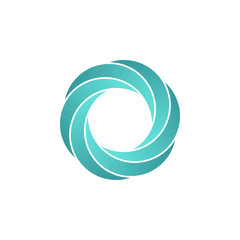 Abstract infinite loop logo, turquoise circle icon