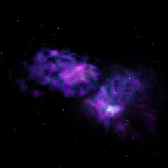 Far being shone nebula and star field. 3D rendering