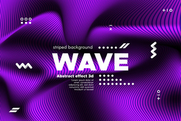 Movement of Distorted Purple Stripes. 3d Poster.