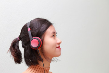 young woman listening to music