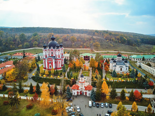 Aerial shot of Curchi Monastery at daylight