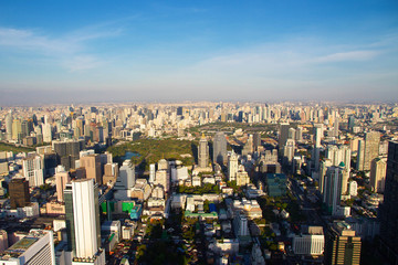Park and Cityscape in Bangkok Thailand skyline 