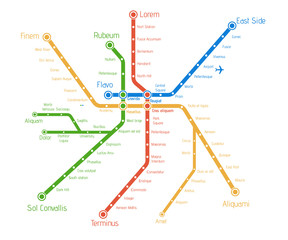 Realistic city  metro  map. Vector background illustration. Abst