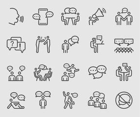 Line icons set for People talking