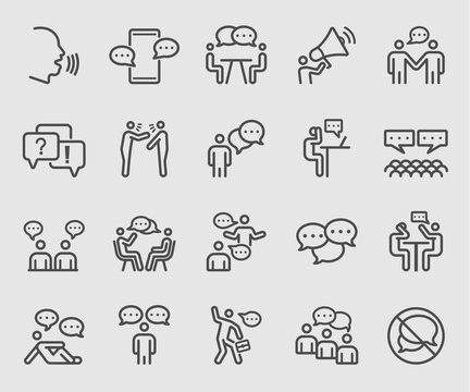Line icons set for People talking