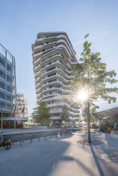 Germany, Hamburg, Marco Polo Tower against the sun