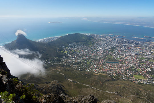 Africa, South Africa, Western Cape, Cape Town, Lion's Head, Signal Hill and Robben Island