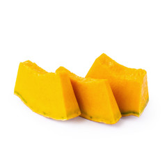 Slice of pumpkin isolated on white background