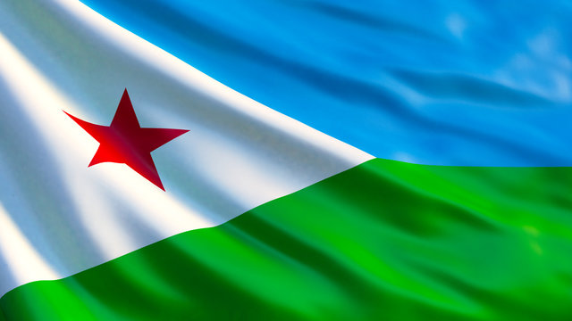 Djibouti flag. Waving flag of Djibouti 3d illustration