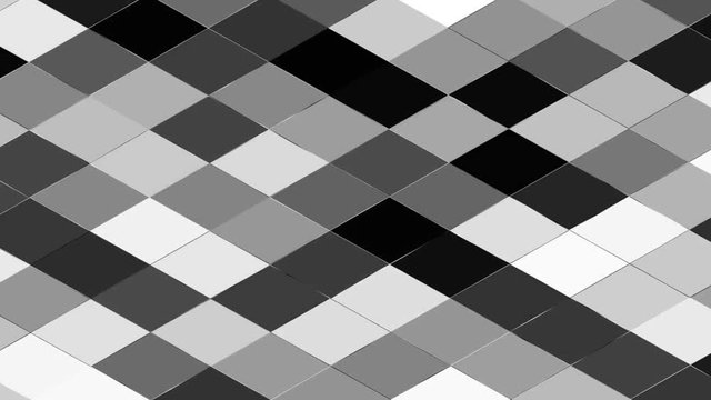 Black and white square blocks checkers rotating background. Color animation