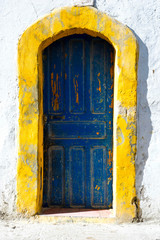 old and colorated doors in the village of Essaouira ,in Morocco