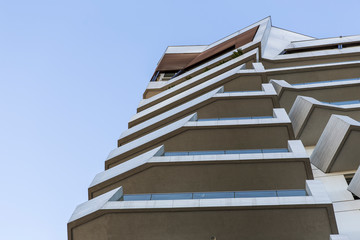 Building facade in Milan, the image is shot from the public park of City Life.