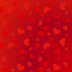 Happy Valentine’s day card background with hearts in red