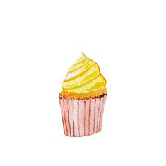 Hand drawn watercolors cupcake