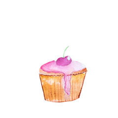 Hand drawn watercolors cupcake