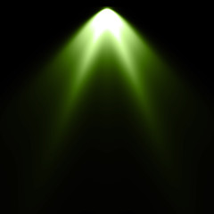 Fototapeta na wymiar Isolated green spotlight effect on black background. Light show. Light from the top clipart.