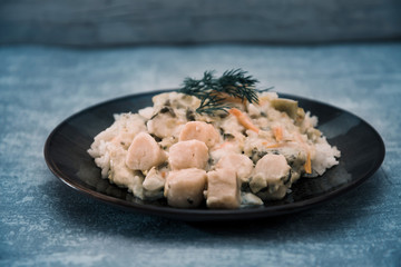 Scallop leek with basmati rice