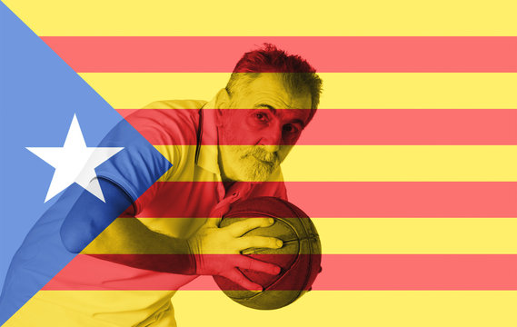 Catalonia flag, background, texture, illustration
