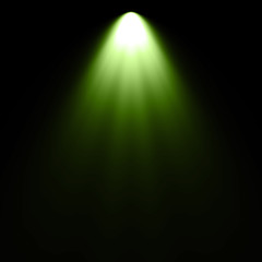 Isolated green spotlight effect on black background. Light show. Light from the top clipart.